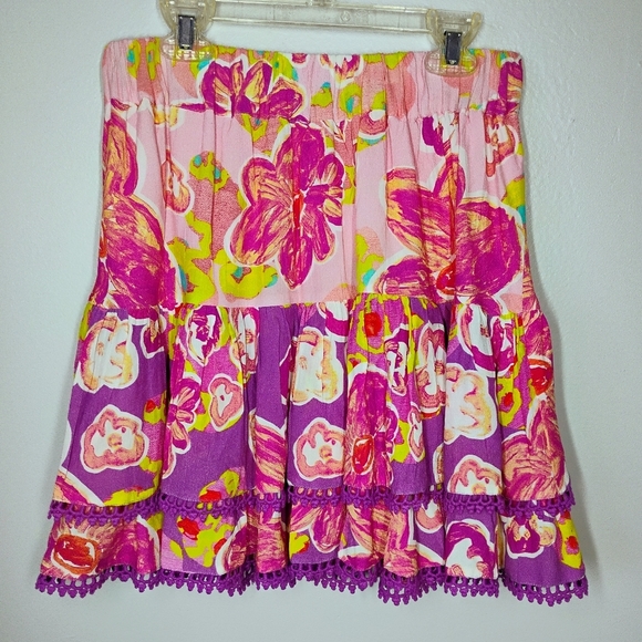Alivia Annie Mini Skort Floral Sugar Plum Tiered Lace Trim Feminine Size Small - Picture 5 of 13